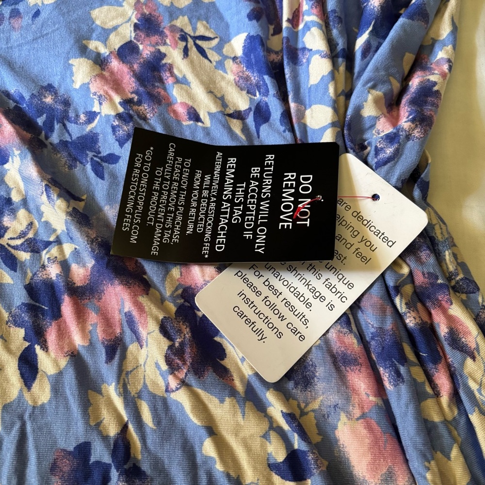 Serenada Sz L Colorful Flower Print V-neck Muumuu House Dress Side Pockets NWT - Picture 9 of 10